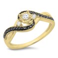 thumbnail image 1 of Dazzlingrock Collection 0.33 Carat (ctw) 10K Black & White Diamond Twisted 3 Stone Engagement Ring 1/3 CT, Yellow Gold, Size 5, 1 of 1