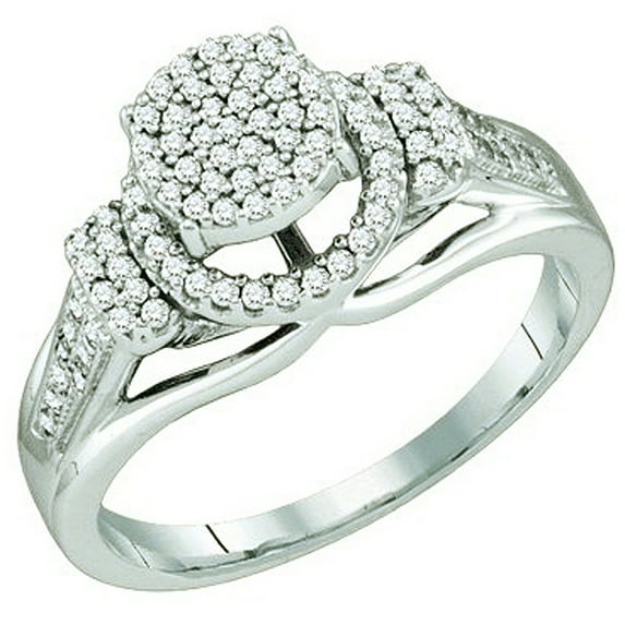 Dazzlingrock Collection 0.33 Carat (ctw) 10K White Diamond Ladies Micro Pave Bridal Engagement Ring, White Gold