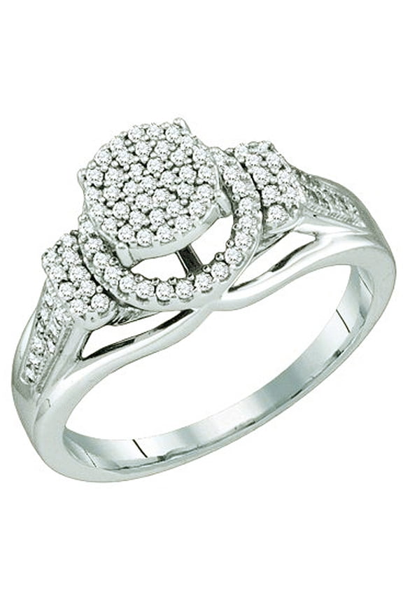 Collection 0.33 Carat (ctw) 10K White Diamond Ladies Micro Pave Bridal Engagement Ring, White Gold