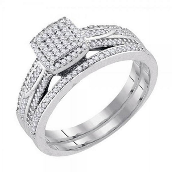 Dazzlingrock Collection 0.33 Carat (ctw) 10k Round White Diamond Ladies Bridal Micropave Engagement Ring Set 1/3 CT, White Gold