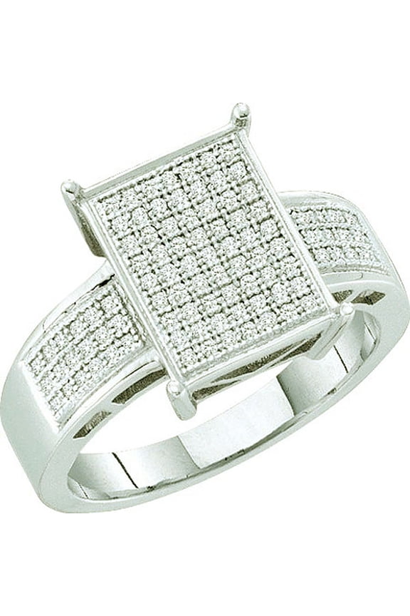 Collection 0.33 Carat (ctw) 10k Round White Diamond Ladies Micro Pave Engagement Ring, White Gold