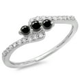 thumbnail image 1 of Dazzlingrock Collection 0.33 Carat (ctw) 14K Black & White Diamond Engagement 3 Stone Bridal Ring 1/3 CT, White Gold, Size 9, 1 of 1