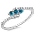 thumbnail image 1 of Dazzlingrock Collection 0.33 Carat (ctw) 14K Blue & White Diamond Engagement 3 Stone Bridal Ring 1/3 CT, White Gold, Size 8, 1 of 1