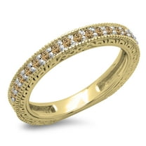 Dazzlingrock Collection 0.33 Carat (ctw) 14K Champagne Diamond Millgrain Wedding Stackable Band 1/3 CT, Yellow Gold, Size 9.5