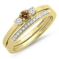 thumbnail image 1 of Dazzlingrock Collection 0.33 Carat (ctw) 14K Champagne & White Diamond Engagement 3 Stone Ring Set 1/3 CT, Yellow Gold, Size 8, 1 of 1