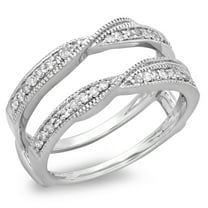 Dazzlingrock Collection 0.33 Carat (ctw) 14K Diamond Wedding Band Enhancer Guard Double Ring 1/3 CT, White Gold, Size 6