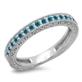 thumbnail image 1 of Dazzlingrock Collection 0.33 Carat (ctw) 14K Round Blue Diamond Millgrain Wedding Stackable Band 1/3 CT, White Gold, Size 5, 1 of 1