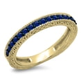 thumbnail image 1 of Dazzlingrock Collection 0.33 Carat (ctw) 14K Round Blue Sapphire Millgrain Wedding Stackable Band 1/3 CT, Yellow Gold, Size 5, 1 of 1