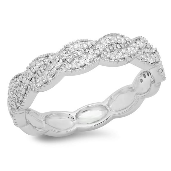 Dazzlingrock Collection 0.33 Carat (ctw) 14K Round Diamond Bridal Anniversary Wedding Swirl Band 1/3 CT, White Gold, Size 10