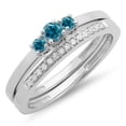 thumbnail image 1 of Dazzlingrock Collection 0.33 Carat (ctw) 14K White & Blue Diamond Engagement 3 Stone Ring Band Set 1/3 CT, White Gold, Size 7, 1 of 1