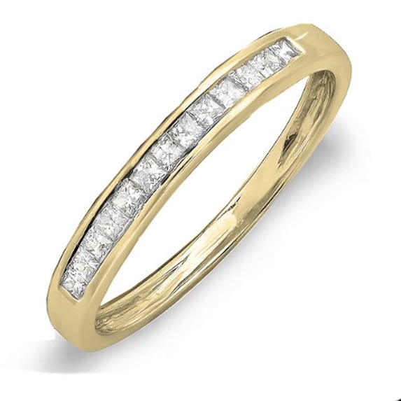 Dazzlingrock Collection 0.33 Carat (ctw) 14k Princess Diamond Ladies Anniversary Wedding Matching Band Stackable Ring 1/3 CT, Yellow Gold, Size 5