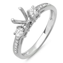 Dazzlingrock Collection 0.33 Carat (ctw) 14k Round Diamond Ladies Bridal Engagement Semi Mount Ring 1/3 CT (No Center Stone), White Gold, Size 6.5