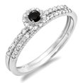 thumbnail image 1 of Dazzlingrock Collection 0.33 Carat (ctw) 18k Black & White Diamond Halo Bridal Engagement Ring Set 1/3 CT, White Gold, Size 6, 1 of 1