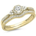 thumbnail image 1 of Dazzlingrock Collection 0.33 Carat (ctw) 18k Round Diamond Ladies Halo Style Bridal Engagement Ring Matching Band Set 1/3 CT, Yellow Gold, Size 5.5, 1 of 1