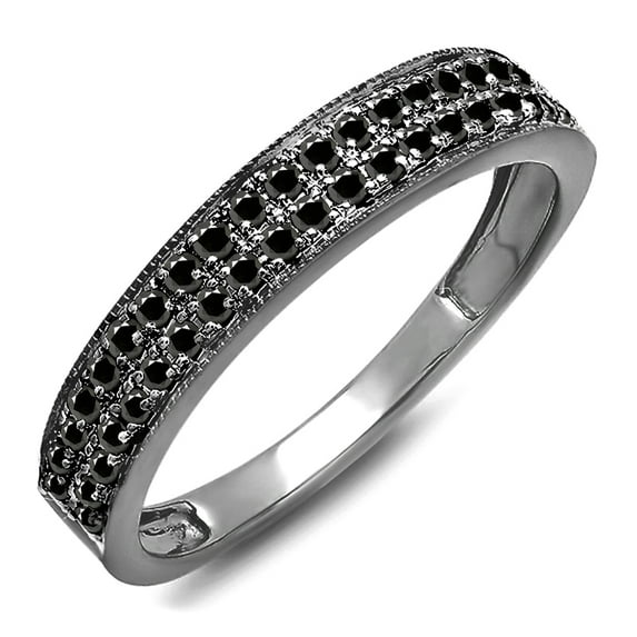 Dazzlingrock Collection 0.33 Carat (ctw) Black Rhodium Plated 10K Black Diamond Wedding Band 1/3 CT, White Gold, Size 5