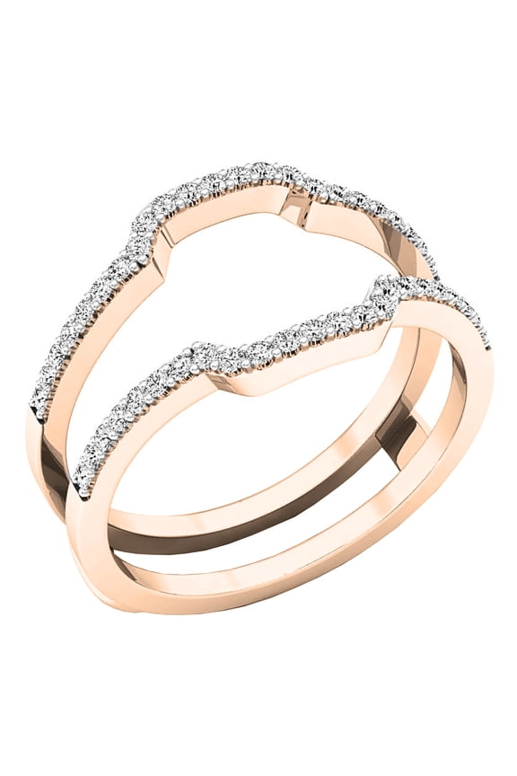 Collection 0.33 Carat (ctw) Round Diamond Ladies Wedding Band Enhancer Guard Ring 1/3 CT, Rose Gold, Size 7