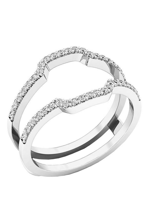 Collection 0.33 Carat (ctw) Round Diamond Ladies Wedding Band Enhancer Guard Ring 1/3 CT, White Gold, Size 6