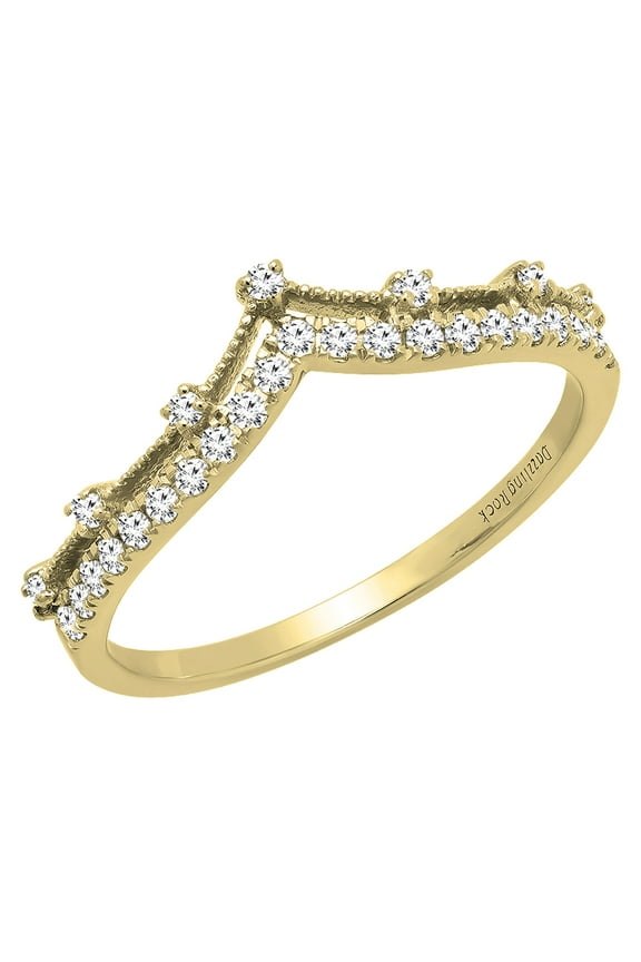 Collection 0.33 Carat (ctw) Round White Diamond Ladies Chevron Wedding Band 1/3 CT, 14K Yellow Gold, Size 9