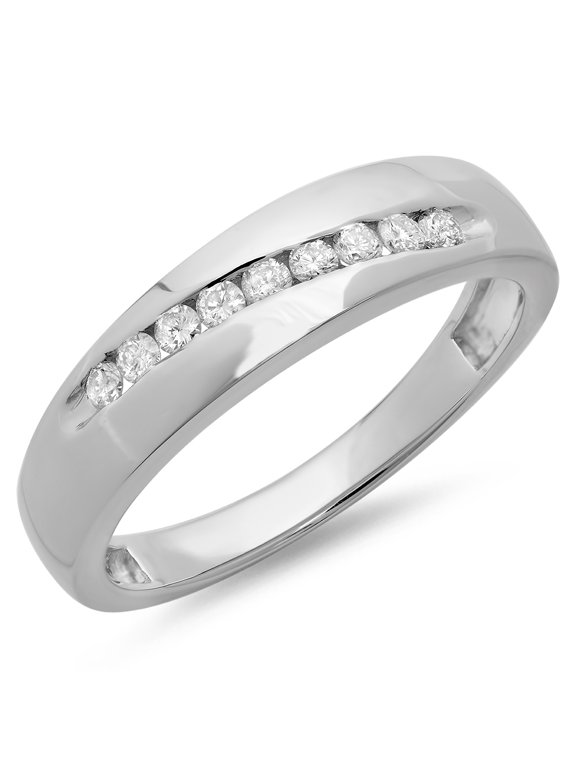 Collection 0.33 Carat (ctw) Sterling Silver Round Diamond Mens Stackable Anniversary Wedding Band 1/3 CT, Size 10.5