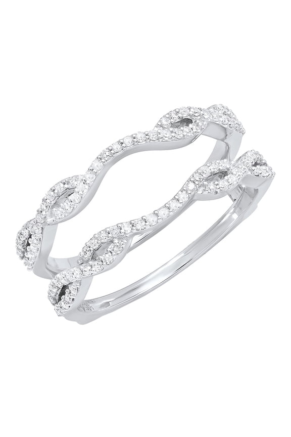 Collection 0.35 CT Round White Diamond Wedding Ring for Her 10K White Gold, Size 5.5