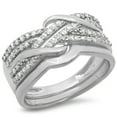 thumbnail image 1 of Dazzlingrock Collection 0.35 Carat (ctw) 10K Round Diamond Crossover Bridal Ring Wedding Band Set 1/3 CT, White Gold, Size 8, 1 of 4