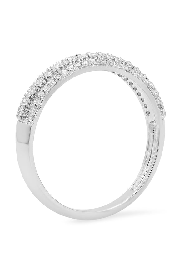 Collection 0.35 Carat (ctw) 10K Round White Diamond Bridal Wedding Stackable Band 1/3 CT, White Gold, Size 9