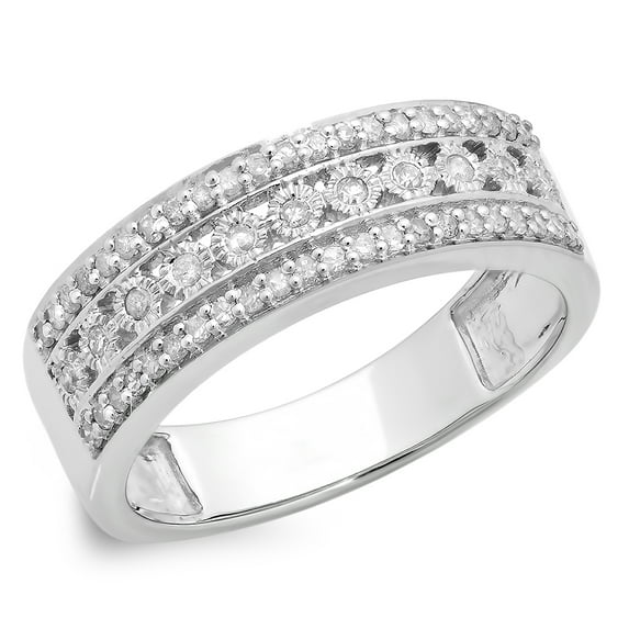 Dazzlingrock Collection 0.35 Carat (ctw) 10K White Diamond Anniversary Wedding Stackable Band 1/3 CT, White Gold, Size 7.5