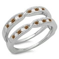 thumbnail image 1 of Dazzlingrock Collection 0.35 Carat (ctw) 14K Champagne & White Diamond Millgrain Wedding Guard Band 1/3 CT, White Gold, Size 4, 1 of 1