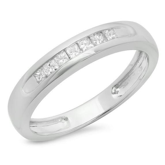 Dazzlingrock Collection 0.35 Carat (ctw) 14K Princess Cut Diamond Ladies Anniversary Stackable Ring Band, White Gold, Size 4.5
