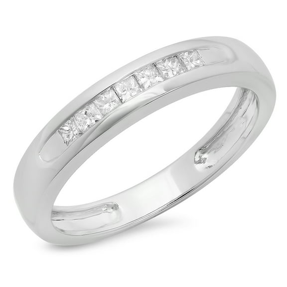Dazzlingrock Collection 0.35 Carat (ctw) 14K Princess Cut Diamond Ladies Anniversary Stackable Ring Band, White Gold, Size 7