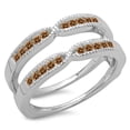 thumbnail image 1 of Dazzlingrock Collection 0.35 Carat (ctw) 14K Round Champagne Diamond Millgrain Wedding Guard Band1/3 CT, White Gold, Size 4.5, 1 of 1