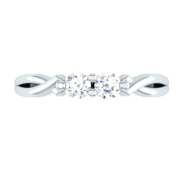 Dazzlingrock Collection 0.35 Carat (ctw) 14K Round Diamond Two Stone Bridal Engagement Ring 1/3 CT, White Gold, Size 7