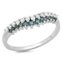 Dazzlingrock Collection 0.35 Carat (ctw) 14K Round White & Blue Diamond Ladies Wedding Ring 1/3 CT, White Gold, Size 5