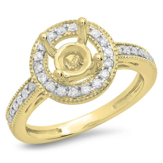 Dazzlingrock Collection 0.35 Carat (ctw) 14K Round White Diamond Bridal Semi Mount Engagement Ring 1/3 CT, Yellow Gold, Size 7.5