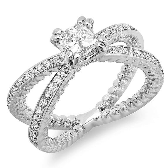 Dazzlingrock Collection 0.35 Carat (ctw) 18K Round Diamond Semi Mount Ladies Engagement Bridal Ring, White Gold, Size 6