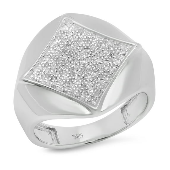 Dazzlingrock Collection 0.35 Carat (ctw) Sterling Silver White Diamond Men's Hip Hop Wedding Band 1/3 CT, Size 12