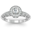 thumbnail image 1 of Dazzlingrock Collection 0.38 Carat (Ctw) 18k Round Diamond Bridal Halo Vintage Milgrain Engagement Ring, White Gold, Size 7, 1 of 3