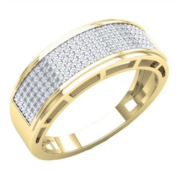 Dazzlingrock Collection 0.40 CT Round White Diamond Men's Wedding Band in 10K Yellow Gold, Size 10.5