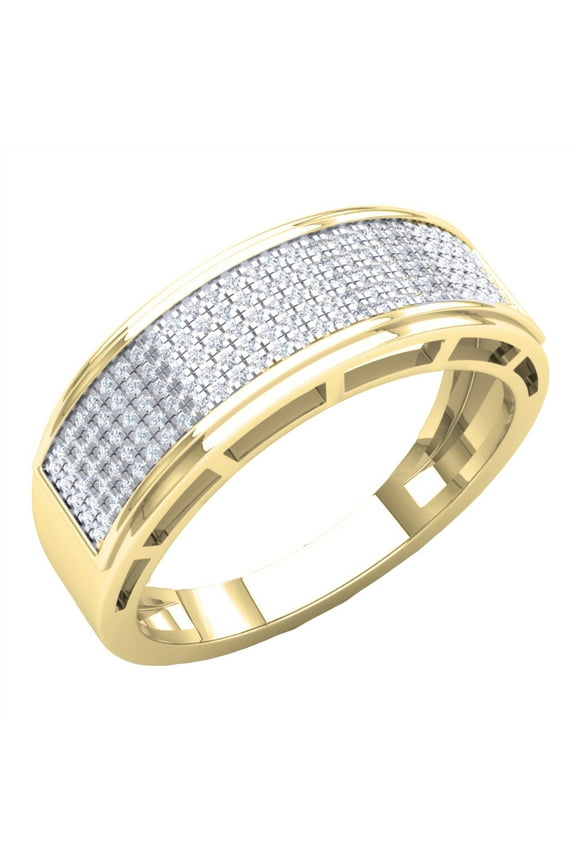 Collection 0.40 CT Round White Diamond Men's Wedding Band in 14K Yellow Gold, Size 10
