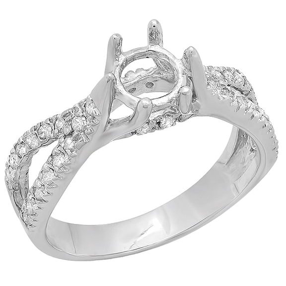 Dazzlingrock Collection 0.40 Carat (Ctw) 14k Round Diamond Ladies Engagement Semi Mount Ring (No Center Stone), White Gold, Size 8