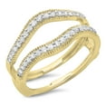 thumbnail image 1 of Dazzlingrock Collection 0.40 Carat (ctw) 10K Round Diamond Ladies Wedding Enhancer Guard Double Ring, Yellow Gold, Size 8, 1 of 1