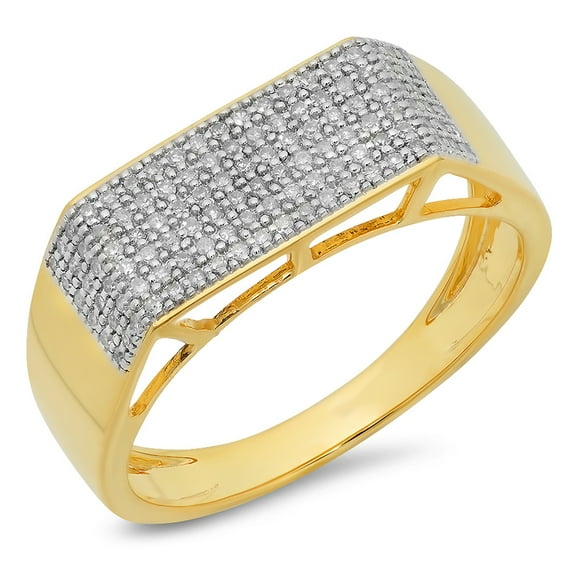 Dazzlingrock Collection 0.40 Carat (ctw) 10K Round White Diamond Men's Hip Hop Micro Pave Wedding Band, Yellow Gold, Size 8.5