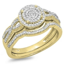 Dazzlingrock Collection 0.40 Carat (ctw) 10K Round White Diamond Micro Pave Swirl Engagement Ring Set, Yellow Gold, Size 4.5