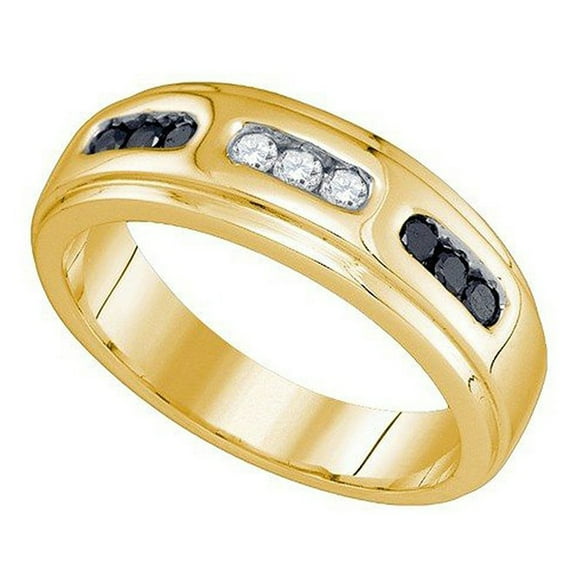 Dazzlingrock Collection 0.40 Carat (ctw) 10K White & Black Diamond Men's Channel Set Wedding Band, Yellow Gold, Size 11