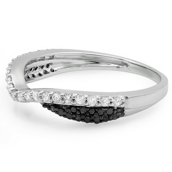 Dazzlingrock Collection 0.40 Carat (ctw) 14K Black & White Diamond Ladies Wedding Band Stackable Ring, White Gold, Size 10