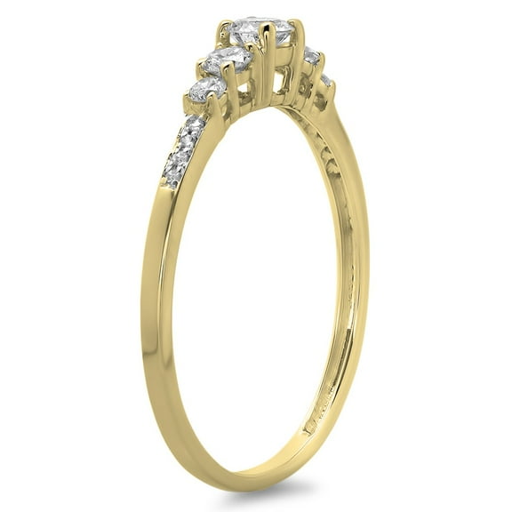 Dazzlingrock Collection 0.40 Carat (ctw) 14K Round Cut Diamond Ladies Bridal 5 Stone Engagement Ring, Yellow Gold, Size 8