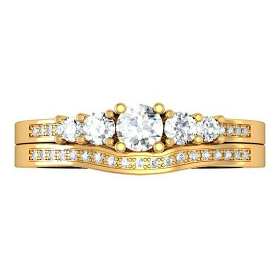 Dazzlingrock Collection 0.40 Carat (ctw) 14K Round Diamond Ladies 5 Stone Bridal Engagement Ring Set, Yellow Gold, Size 10