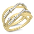 thumbnail image 1 of Dazzlingrock Collection 0.40 Carat (ctw) 14K Round Diamond Wedding Band Swirl Enhancer Guard Double Ring, Yellow Gold, Size 6.5, 1 of 1