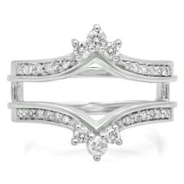 Dazzlingrock Collection 0.40 Carat (ctw) 14K Round White Diamond Wedding Band Enhancer Guard Double Ring, White Gold, Size 7.5