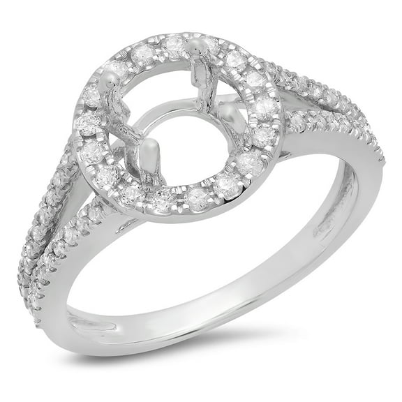 Dazzlingrock Collection 0.40 Carat (ctw) 14K White Diamond Ladies Bridal Halo Semi Mount Engagement Ring, White Gold, Size 5.5